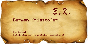 Berman Krisztofer névjegykártya